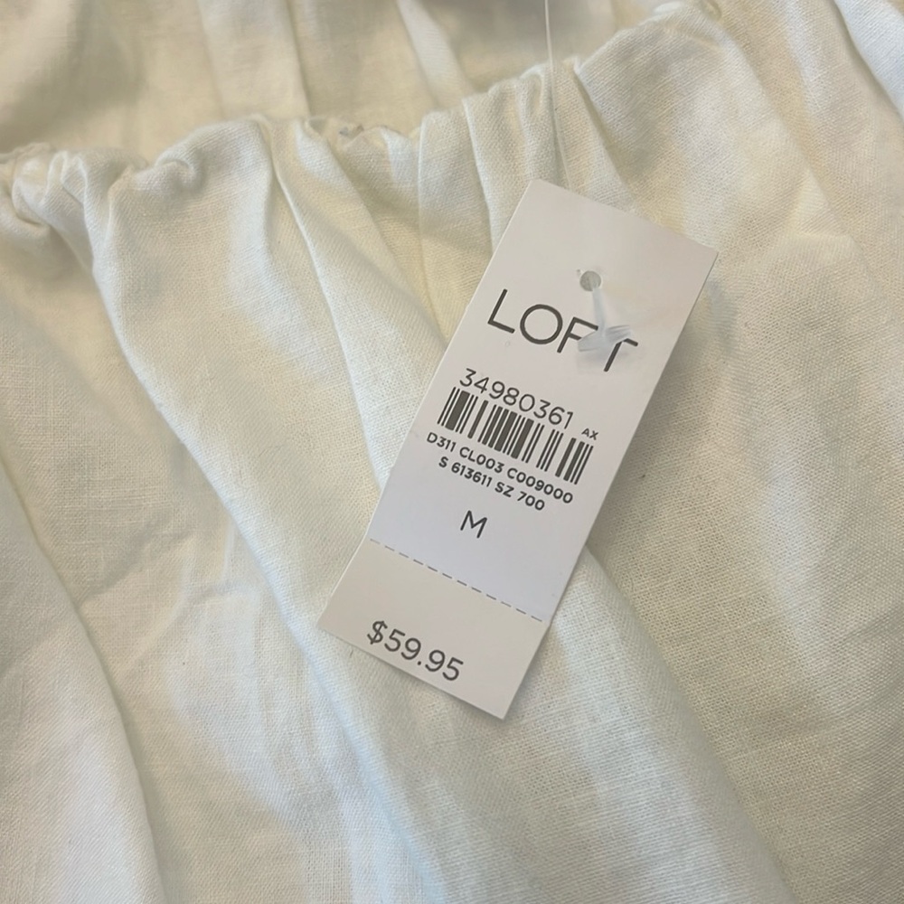 Loft off shoulder New with tags adorable cream with ruffled women’s top!